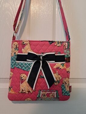 Ngil Quilted Puppy-Print Crossbody with Bow Accent